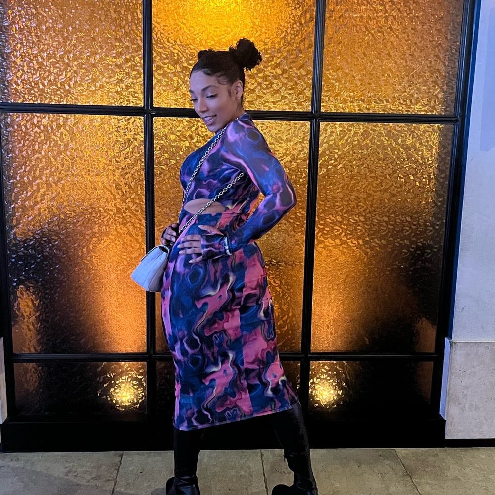 Vibrant Abstract Long Sleeve Dress